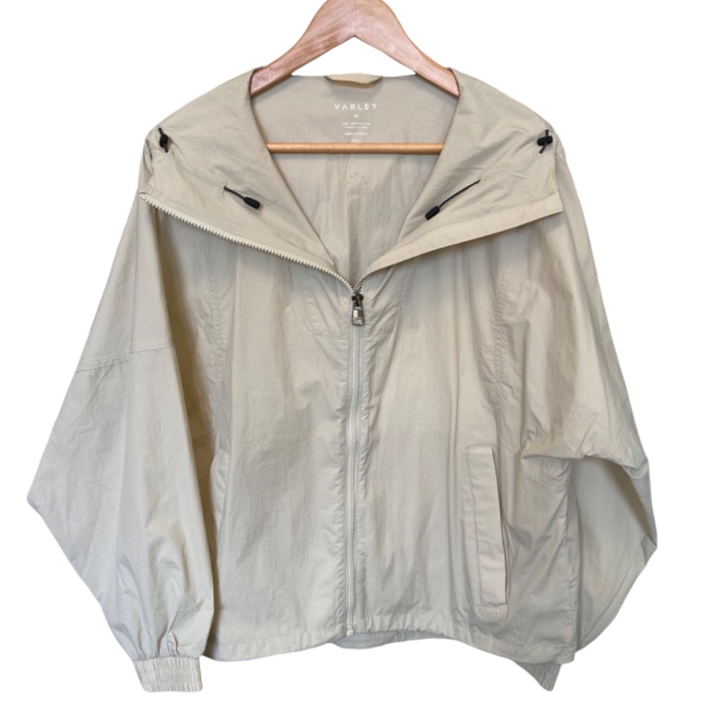 Varley Cream Zip-Up Hooded Windbreaker Jacket - Picture 4 of 11